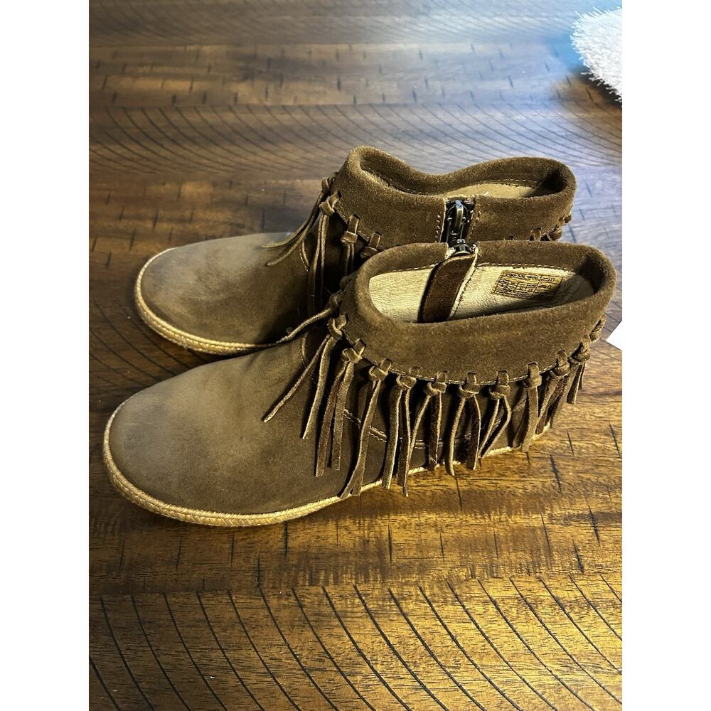 Ugg Australia Brown Tan Fringe Moccasin Shoes Booties Women 6M - Picture 2 of 8
